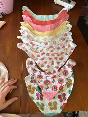NWOT Soft Floral & Fruit Baby Bandana Bibs - Multicolor